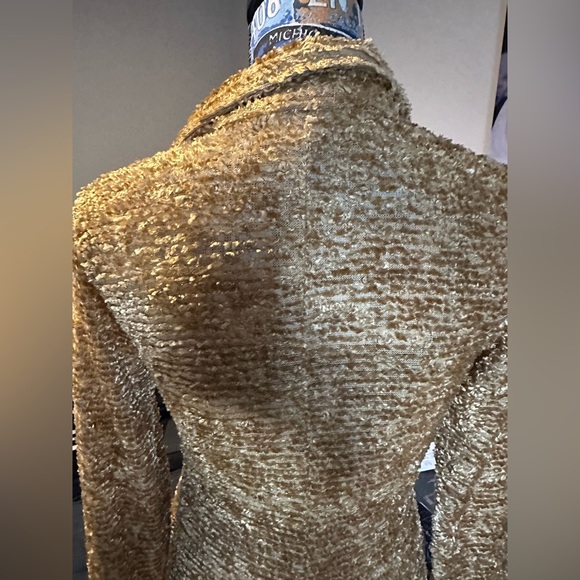 Vintage Luly K New York Caramel Brown Gold Button Cardigan Maxi Jacket Medium - Picture 7 of 11